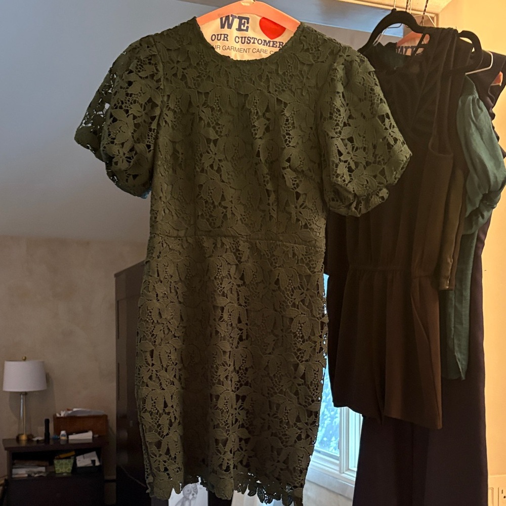 Aqua Forest Green Lace Mini Dress